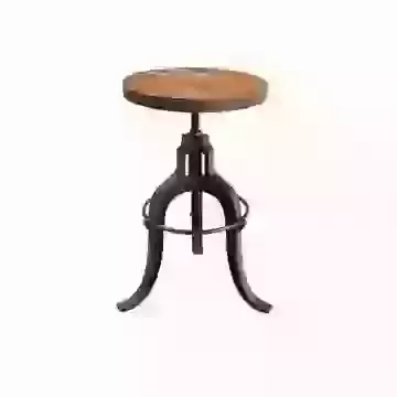 Upcycled Adjustable Stool with Wooden Seat 